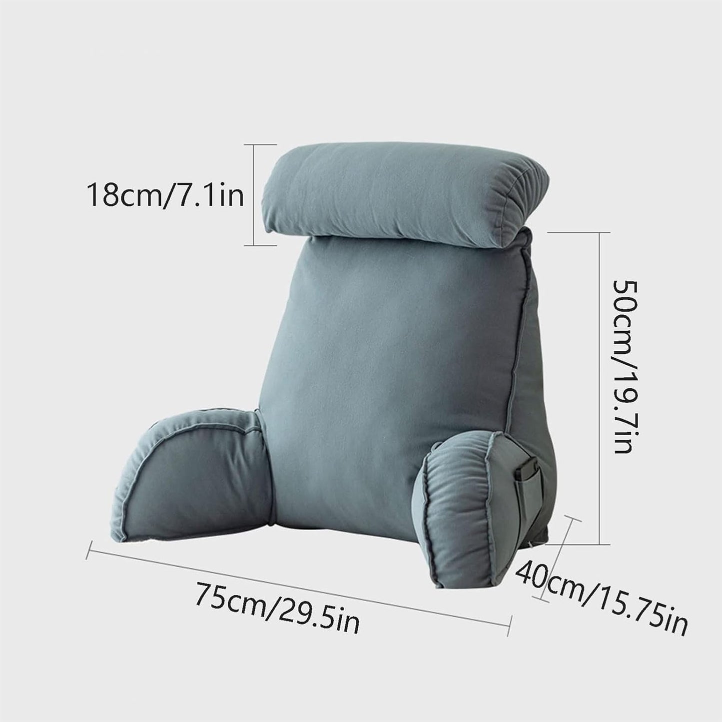 Reading Cushion with Armrests, Back Cushion for Sofa, Book Cushion for Bed, with Removable Neck Roll, Seat Support Cushion for Relaxing, Playing, Reading, Watching TV (Color : Lime Green, Size