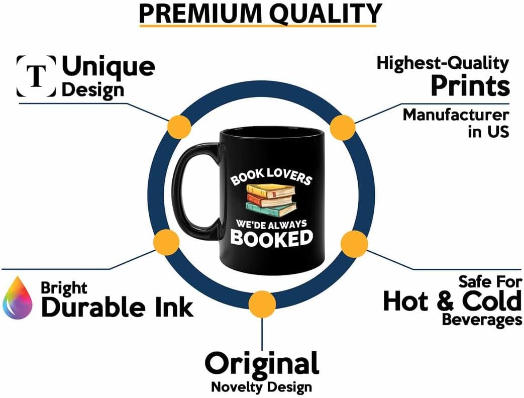 Book Lover Coffee Mug 11oz Black - Always booked - Gift For Poets Bookish People Bibliophile Librarian Book Club Reader