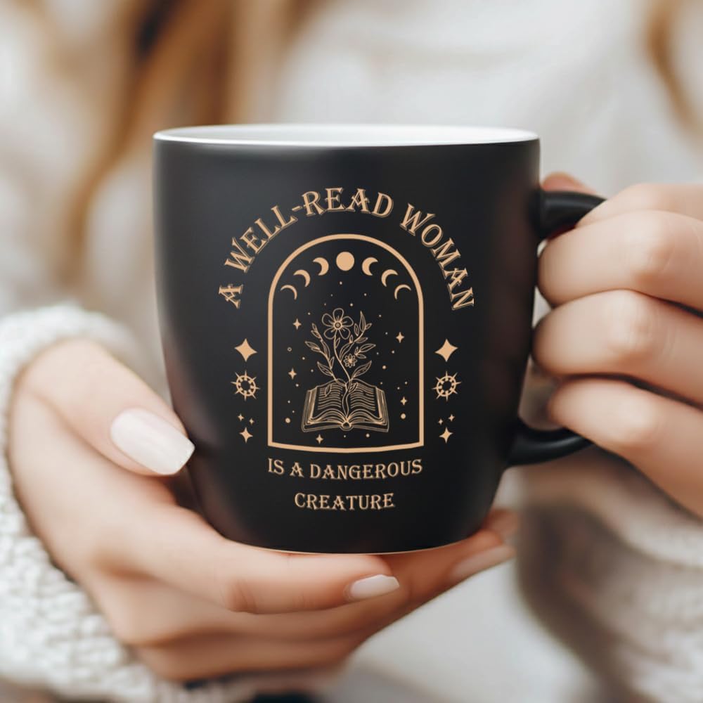 A Well-Read Woman Is a Dangerous Creature Coffee Mug Gifts for Women, Inspirational Literary Gifts for Book Lovers, Christmas Thanksgiving Birthday Present for Women, Readers, Writers, 13Oz