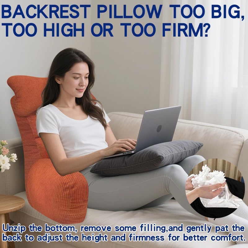 YDCEULARDOH Reading Pillow for Bed Adult – Large Bed Pillow with Arms, Supportive Back Pillow for Sitting Up in Bed for Reading, Watching TV, or Gaming