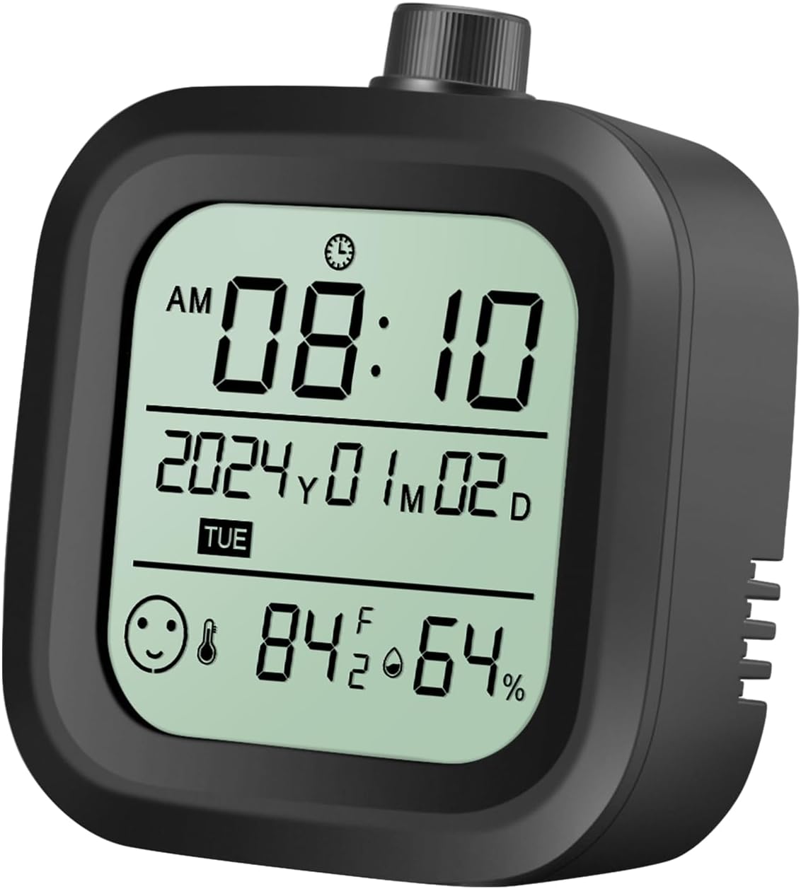 Digital alarm clock battery operation travel calendar desk shower room wall clock time thermometer hygrometer black
