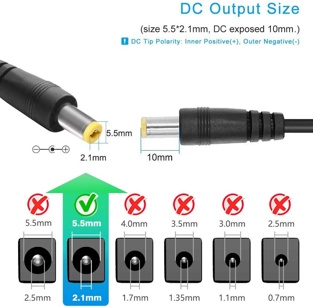 12V 5A Power Supply, AC 120V to DC12V 5.5x2.1mm Jack Converter, 12 Volt LED Driver 60W Adapter Transformer for Strip Lights, Surveillance Cameras, External HDD, Monitor, CCTV (Pack of 2)