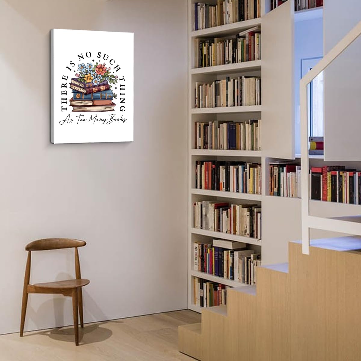Book Lovers Wall Art Print Floral Books Poster Picture Artwork Bookish Wall Decor for Home Study Reading Room Library 8x10 Canvas Framed