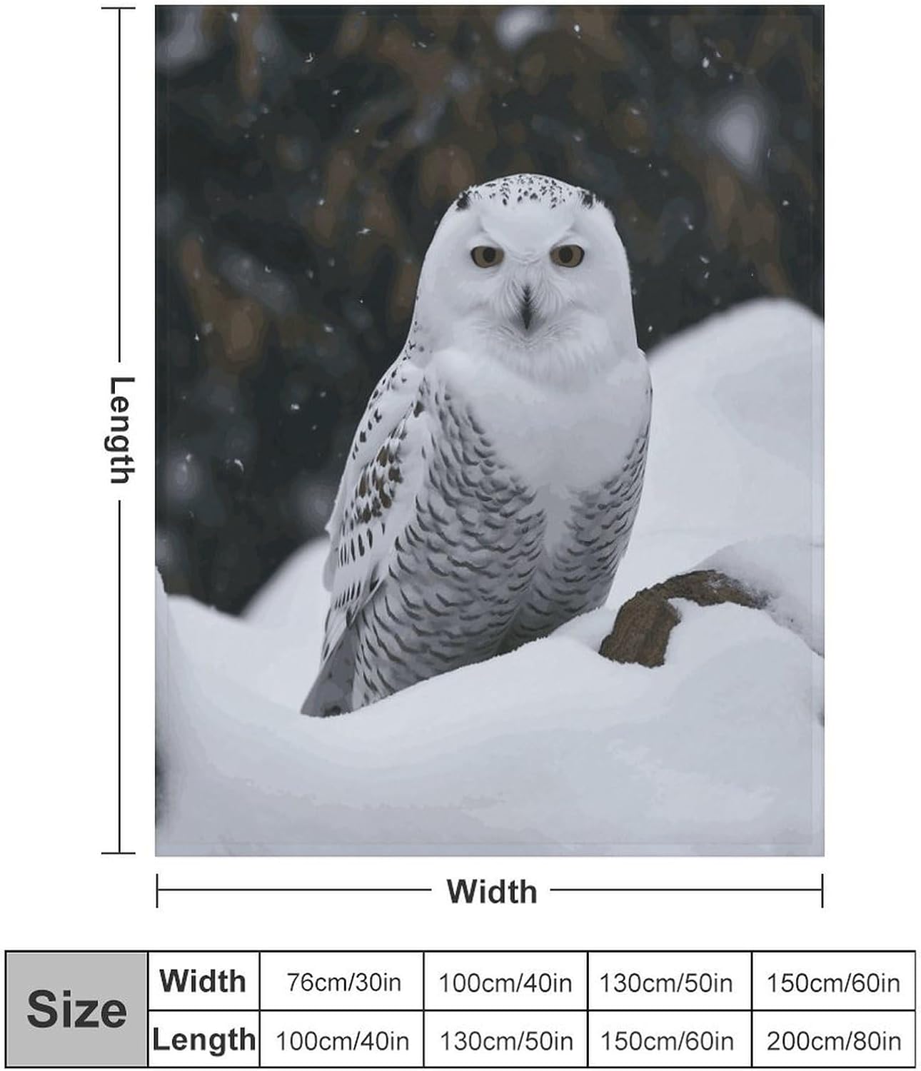 Snow Owl Blanket Super Soft Lightweight Throw Blanket Cute Cozy Warm Bed Blanket Decorative Fuzzy Blanket All-Season Home Decor Gift for Sofa Couch Living Room 50"*60"（130 * 150cm）