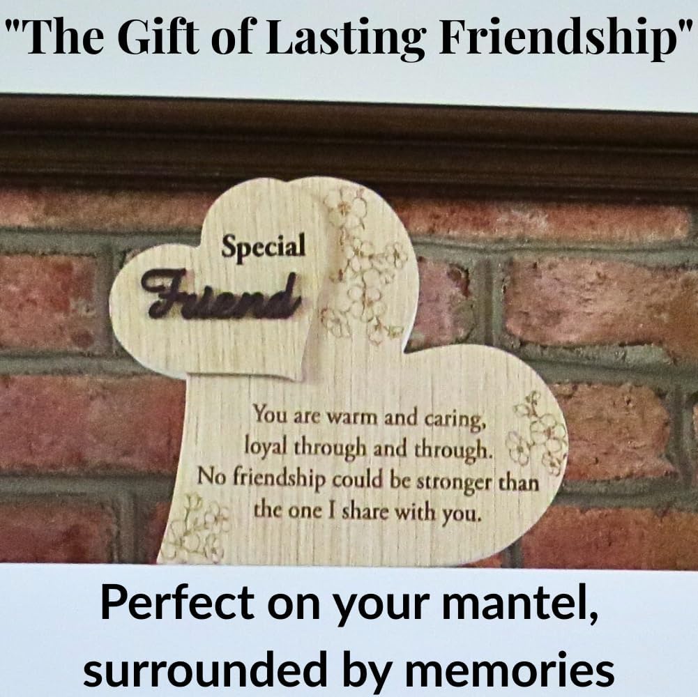 UNIDECO Friend Plaques For Women, Unique Gifts For A Special Friend, Special Gifts For Women Friends, Wooden Heart Decor For Shelf, Friendship Plaque, Best Friends Forever, Friendship Day Decorations