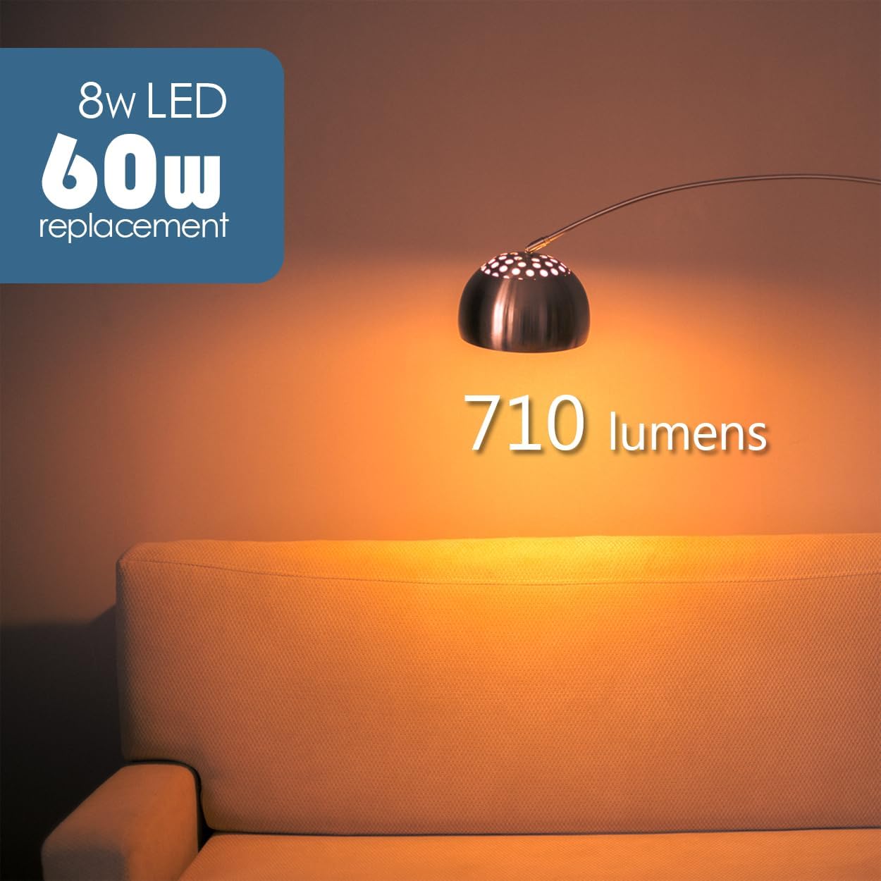 Sleep Light Bulb, 1600K Amber LED Bulb Blue Light Free - 60W Equivalent, 8W A19 E26 Base, Dimmable Warm Light Bulbs for Bedroom, 4-Pack