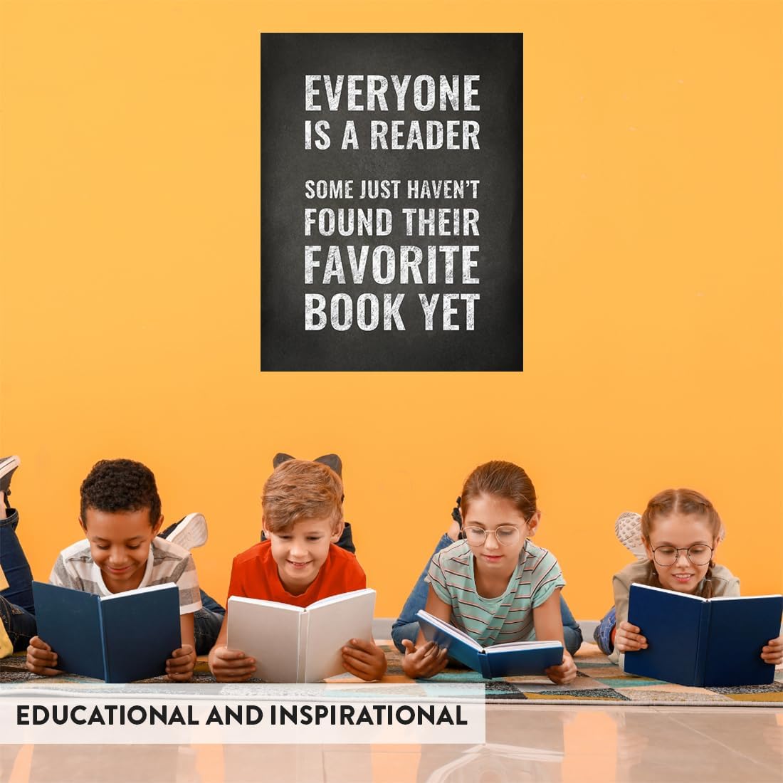 Andaz Press Library Wall Art, Everyone is a reader. Some just haven't found their favorite book yet, 8.5x11-inch Reading Quotes Office Home Classroom Library Poster 1-Pack, UNFRAMED Library Sign