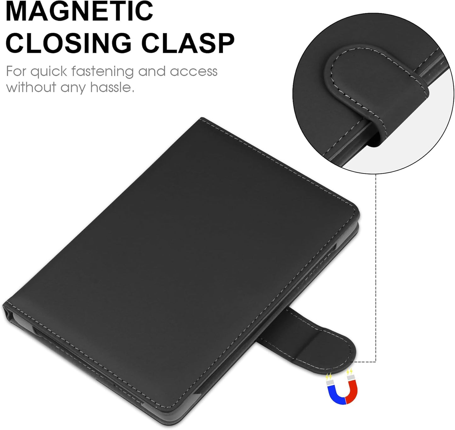 Universal Case Compatible with 6.8"-7" Kobo/Pocketbook/TolinoKindle Paperwhite/Kobo Clara HD/Kobo Clara 2E Leather Stand Cover for 6-6.8'' E-Book eReader,Black