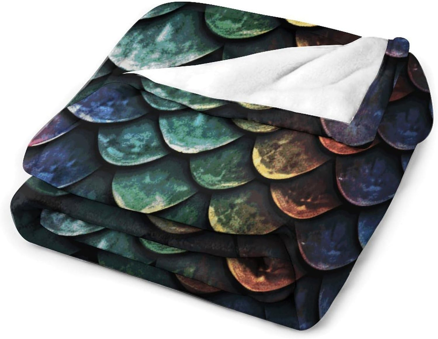 Dragon Scale Throw Blanket for Couch Super Soft Warm Lightweight Throw Blankets Cozy Flannel Bed Blanket Cute Decorative Blankets for All Seasons Home Decor Gift 30"*40"（76 * 100cm）