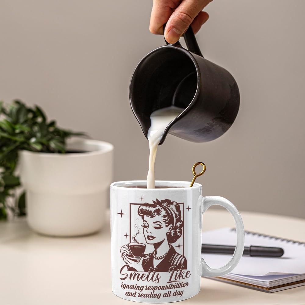 Book Lover Coffee Mug, 11oz Ceramic Novelty Mug for Book Lovers, Readers, Novelty Mug Gifts for Women, Birthday, Mother's Day, Christmas