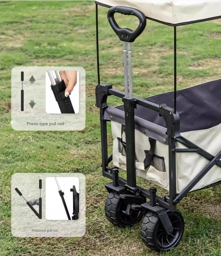 Portable Camping Cart,Outdoor Folding Camping Beach Wagon Cart with Removable 600D Oxford Cloth and Wheels Portable Garden Festival Trolley