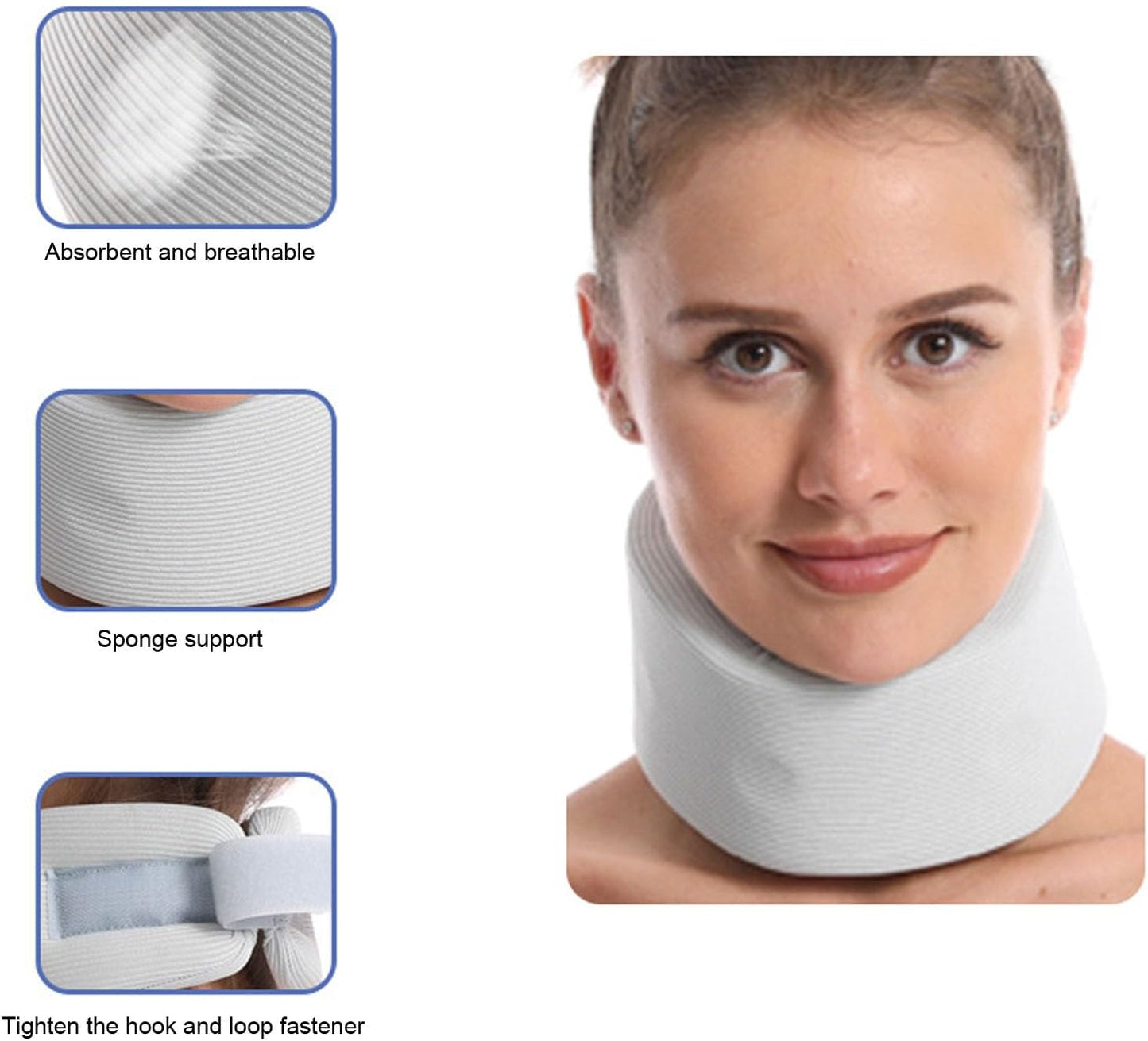 Cervical Collar with Neck Brace Cover Soft Breathable Neck Support Brace Relieves Spinal Pain for Man Woman Grey