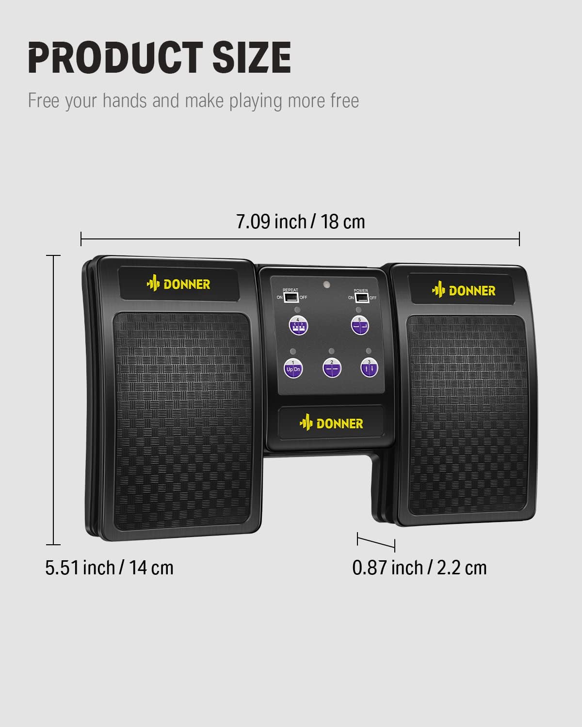 Donner Wireless Bluetooth Page Turner Pedal for iPad Tablets Phone Foot Pedal Rechargeable,Black