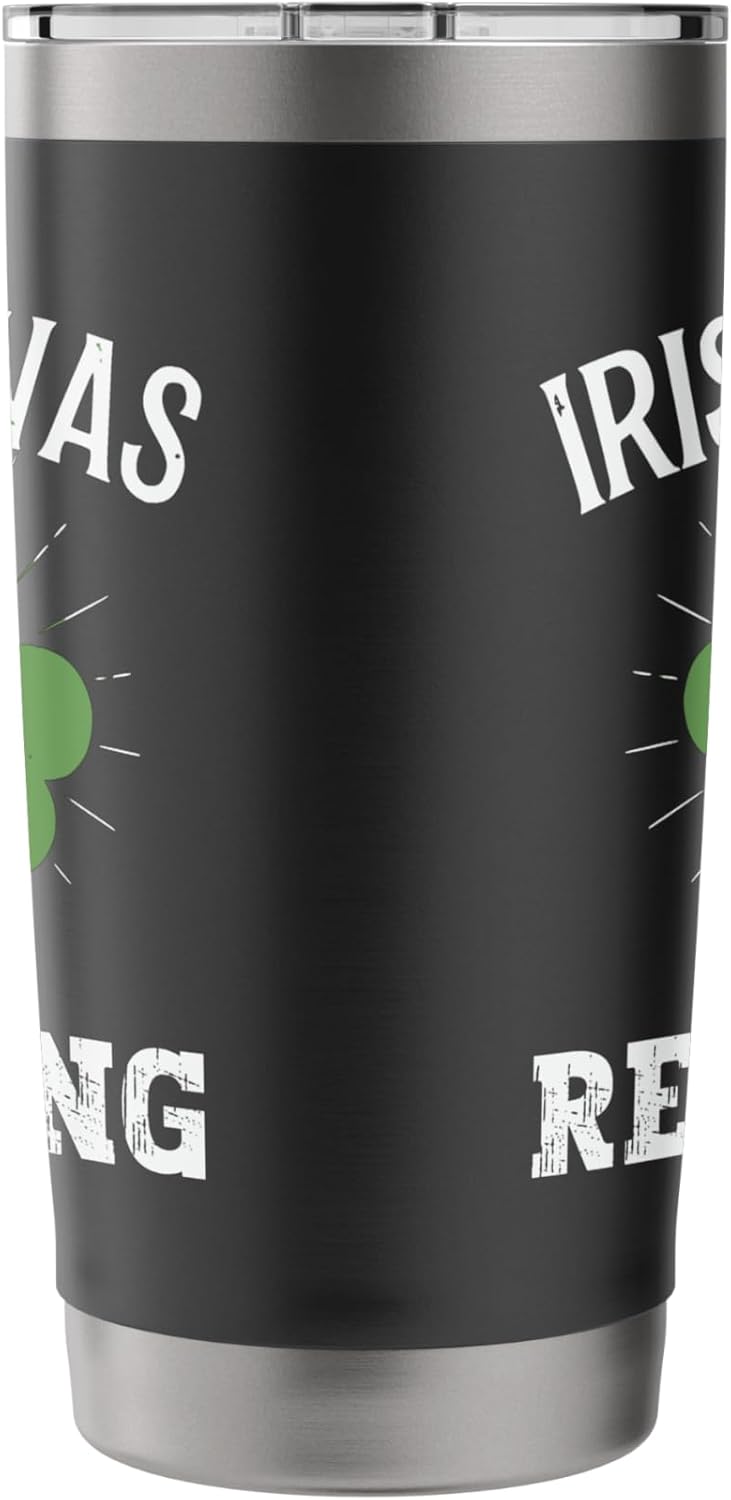 Irish I Was Reading Lucky St Patricks Day Shamrock Clover Stainless Steel Insulated Tumbler