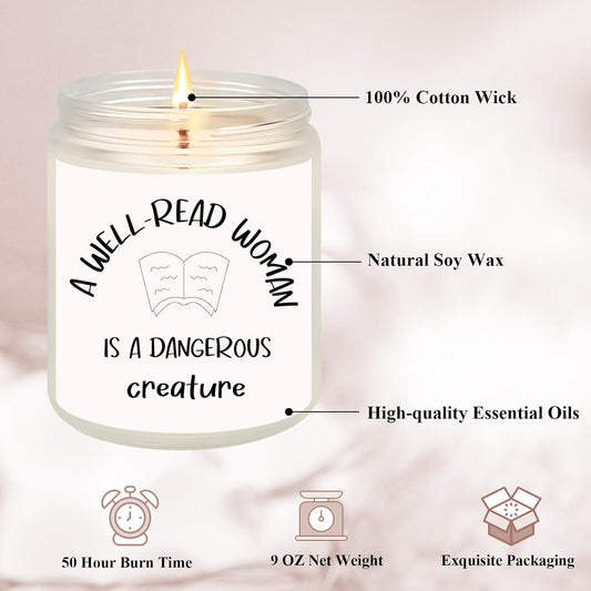 Book Lover Gifts, Book Lover Candle, Bookish Candles for Women Her, Club Christmas Gifts for Readers Librarians Bookworm - Reading Candle