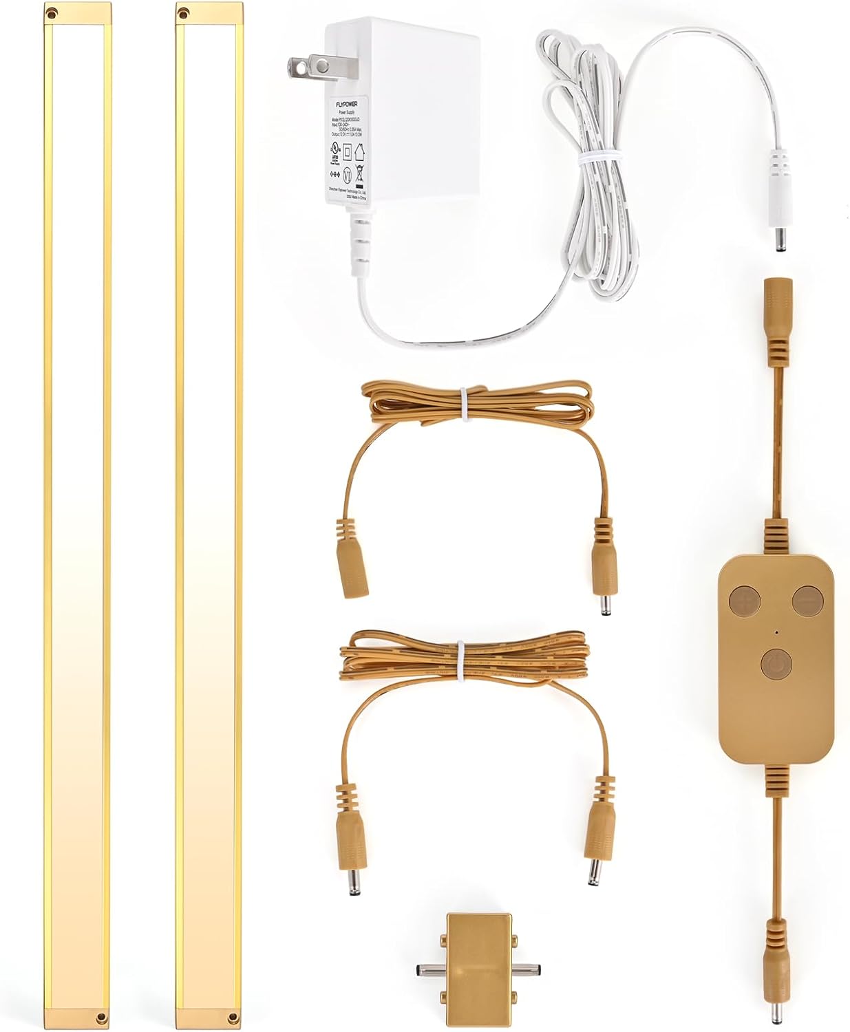 2pack 20inch Dimmable LED Under Cabinet Light Kit, 2700K to 6000K Smart LED Under Counter Lighting Fixture, Compatible with Alexa, Google Assistant, for Kitchen, Pantry, Shelf (Gold)