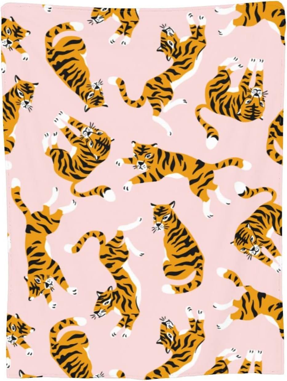 Tiger Blanket Fun Super Soft Warm Bed Bedding Throw Blankets for Couch Bedroom Sofa Office Car, All Season Cozy Flannel Plush Blanket Gifts for Girls Boys Teens Adults, 60"X50"