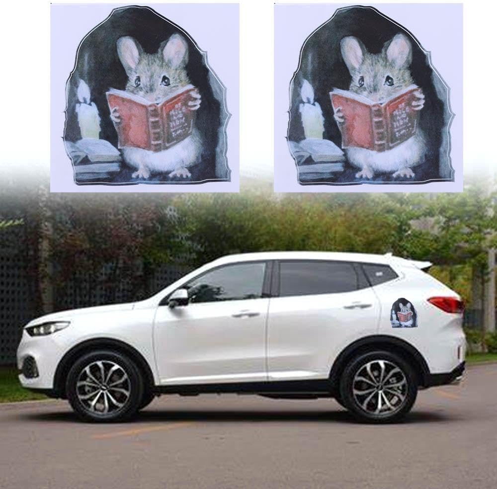 Mouse Reading Book in Wall 3D Sticker Decal, Funny Cartoon Mouse Hole Wall Stickers Mouse Find Cheese for Corner Stairs Home Decor PVC Vinyl Wallpaper for Living Room Decoration, 5pcs