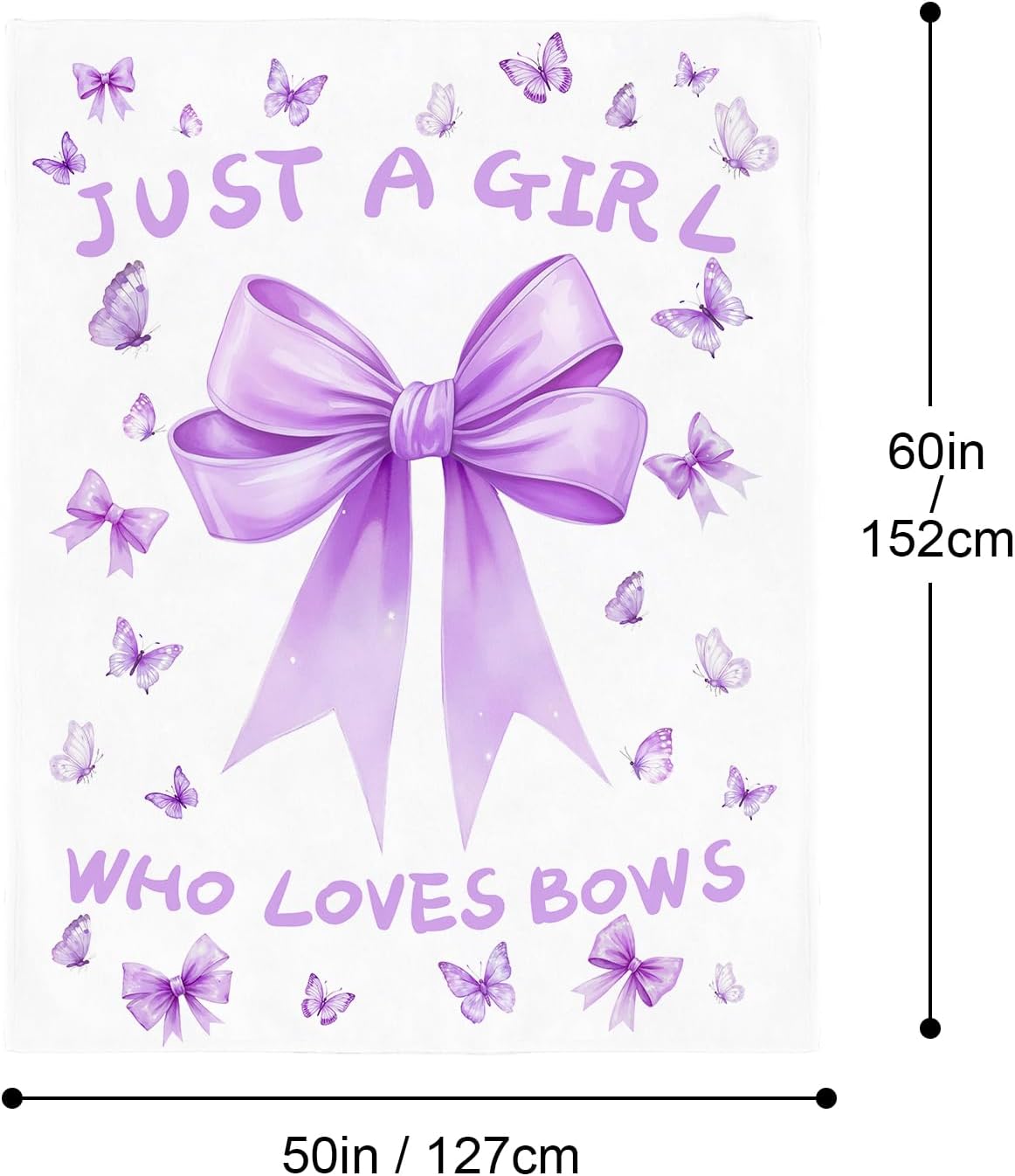 Bow Throw Blanket 60x50Inch Preppy Blanket Purple Bow Aesthetic Throw Blanket Coquette Flannel Soft Bow Plush Preppy Room Decor for Girls Women Birthday