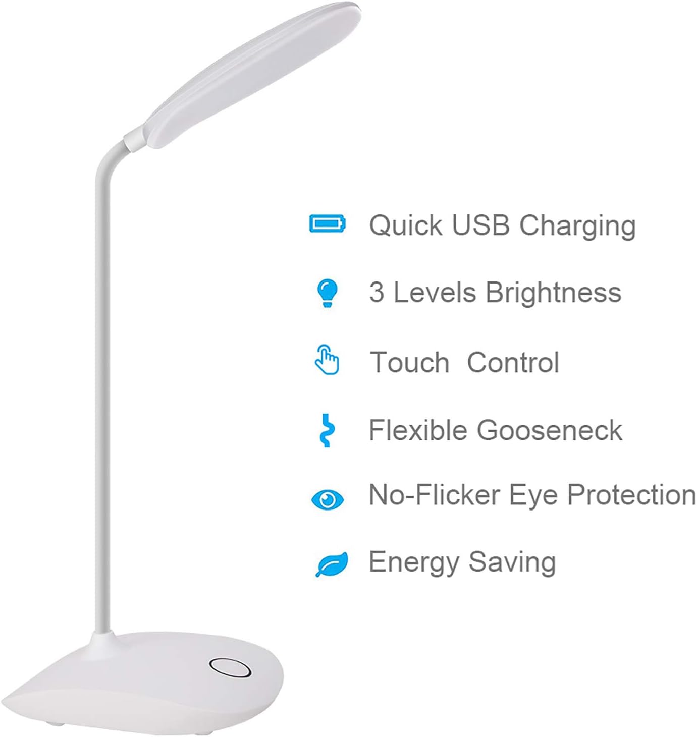 DEEPLITE LED Desk Lamp Battery Operated Lights Cordless Rechargeable Lamp, Flexible Portable Light for Bed Craft Nail Home Office, Eye-Caring Dimmable Small Desk Lamp Wireless Reading Lamp - 2 Pack