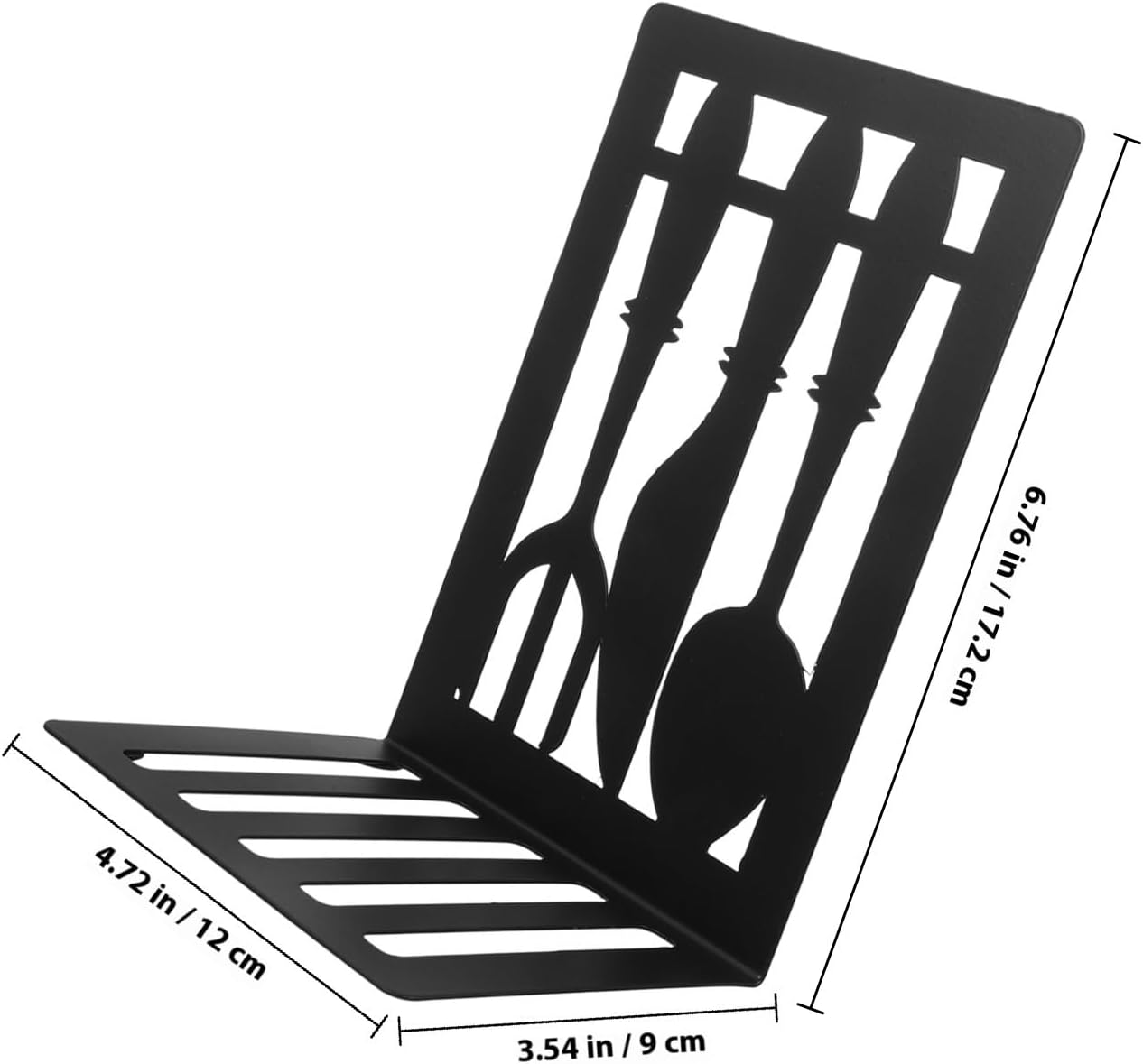 TEHAUX Decorative Metal Bookends with Cutlery Design 1 Pair Book Holder for Kitchen Cookbooks and Shelves Creative Book Organizer for Home Office and Study 6.77X4.72X3.54In