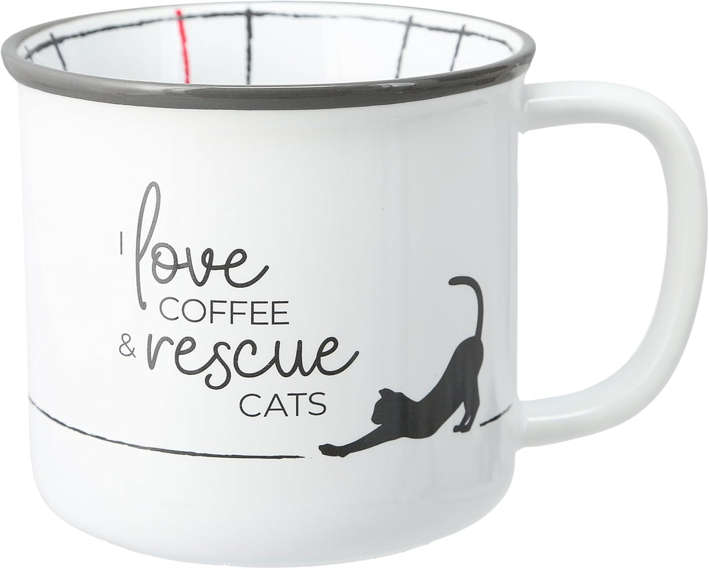 Pavilion Gift Company - I Love Coffee & Rescue Cats - 18 oz Coffee Mug Tea Cup Kitten Feline Cat Lover Gift Rescue Pet Mom Dad Present
