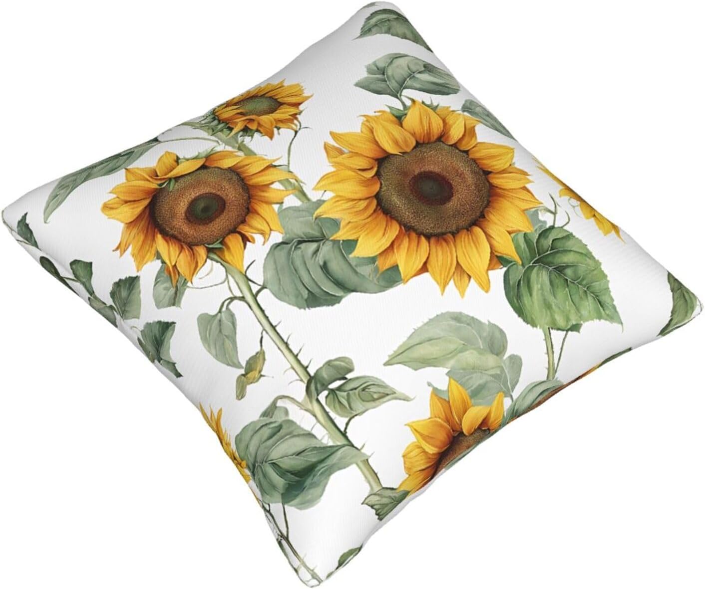 All-Season Square Pillow Covers 18"X18", Sunflower, Decorative Throw Pillow Covers for Sofa Bed Couch, Hidden Zipper Cushion Cover, Square Lumbar & Accent Pillowcases for Home Decor