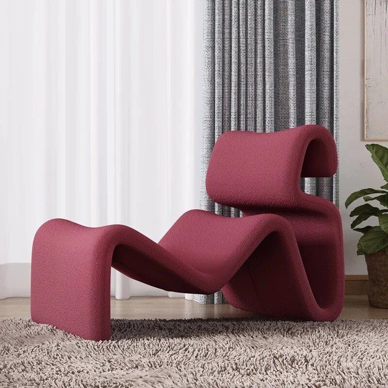 Modern Nordic Style Lazy Lounge Chair – Comfy Cashmere Single Sofa Recliner for Living Room and Balcony Purple