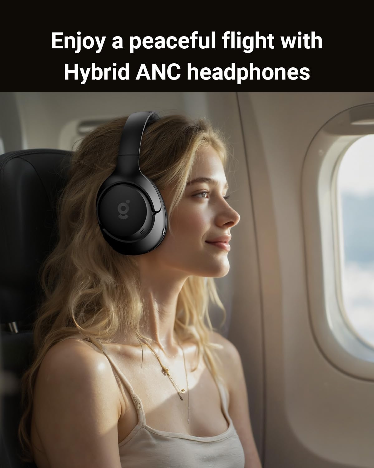 Hybrid Active Noise Cancelling Headphones, Wireless ANC Bluetooth 5.4 Over Ear Headphones, Clear Calls, Deep Bass, 60H Playtime, Comfort Fit, Foldable Headset for Gym Travel Office Home Black