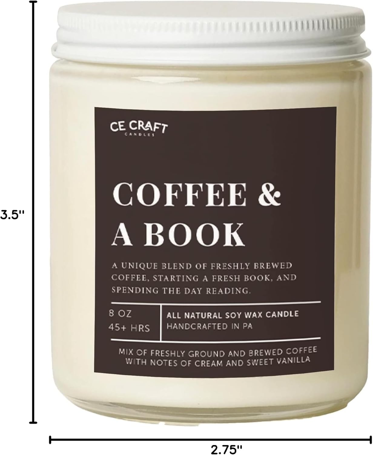 CE Craft Coffee & A Book Scented Candle - Gift for Book Lovers, Reading Candle, Bookish Scents for Bibliophiles