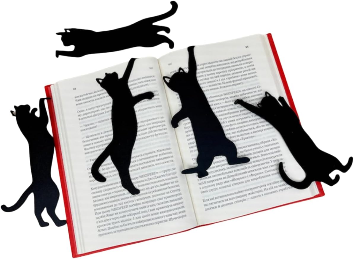 5Pcs Metal Cat Bookmarks Cute Black Cat Book Markers Cat Lover Gifts for Women Men, Kitten Book Mark Book Page Divider Appreciation Gifts for Teacher Reader Friend