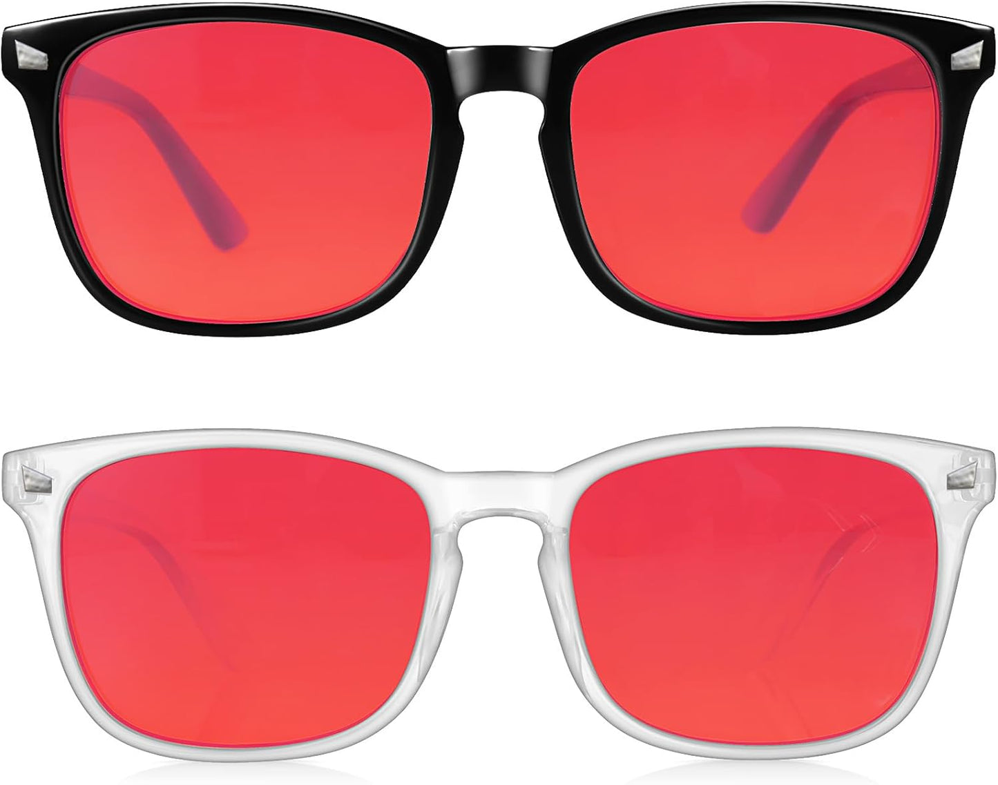 2 Packs Professional Sleep Glasses with 99.9% Blue Light Blocking Dual AR Coatings Red Lens, Computer Gaming Glasses for Men Women, Anti Fatigue & Eye Strain