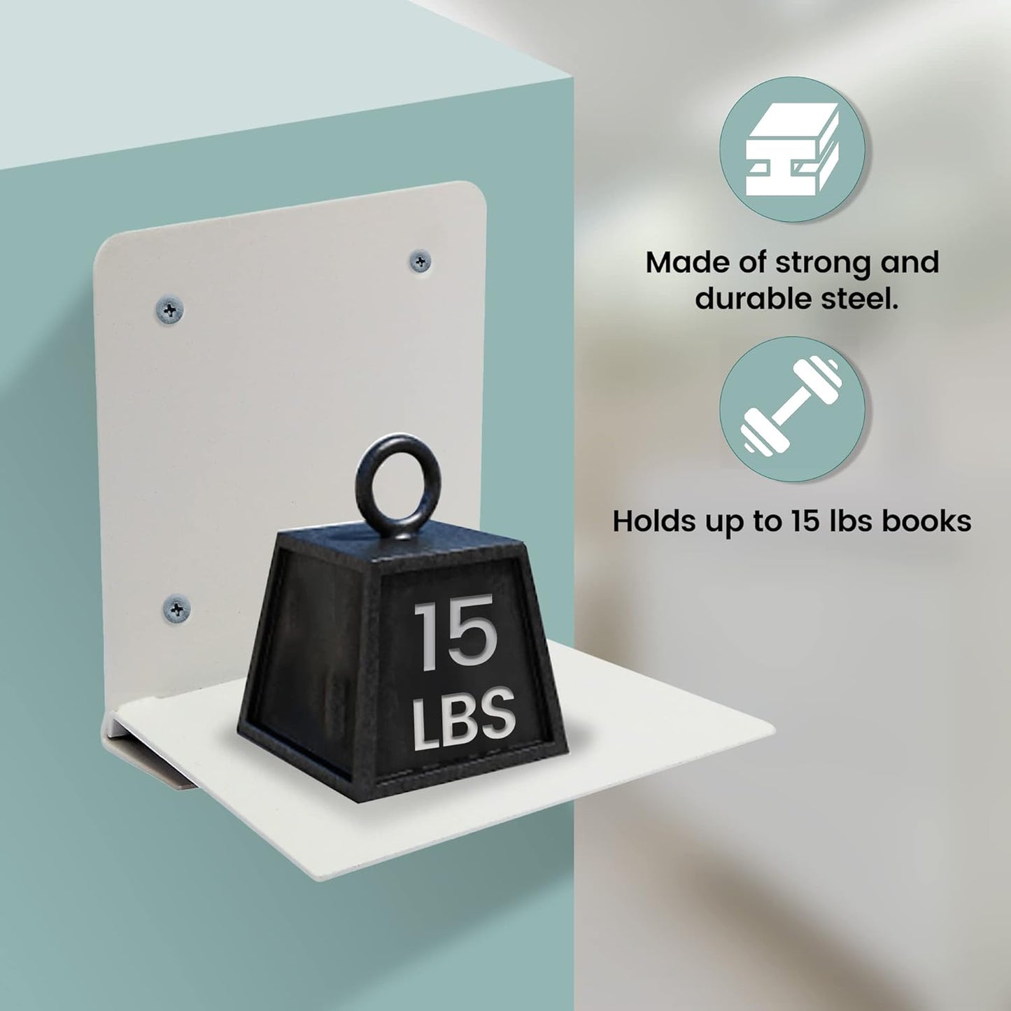 STORAGE MANIAC Floating Book Shelves for Wall Mounted Invisible Floating Bookshelves Heavy-Duty Steel Hidden Bookshelf Hanging Bookshelves for Bedroom Living Room Office, White 4-Pack Large