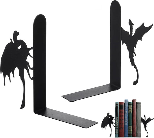 Gothic Book Ends, Decorative Shelf Holders, 20x15cm Metal Design, Stylish Vintage Pattern Accent, Desktop Organization Accessory, Book Support Stands for Bedroom Living Room Office Library