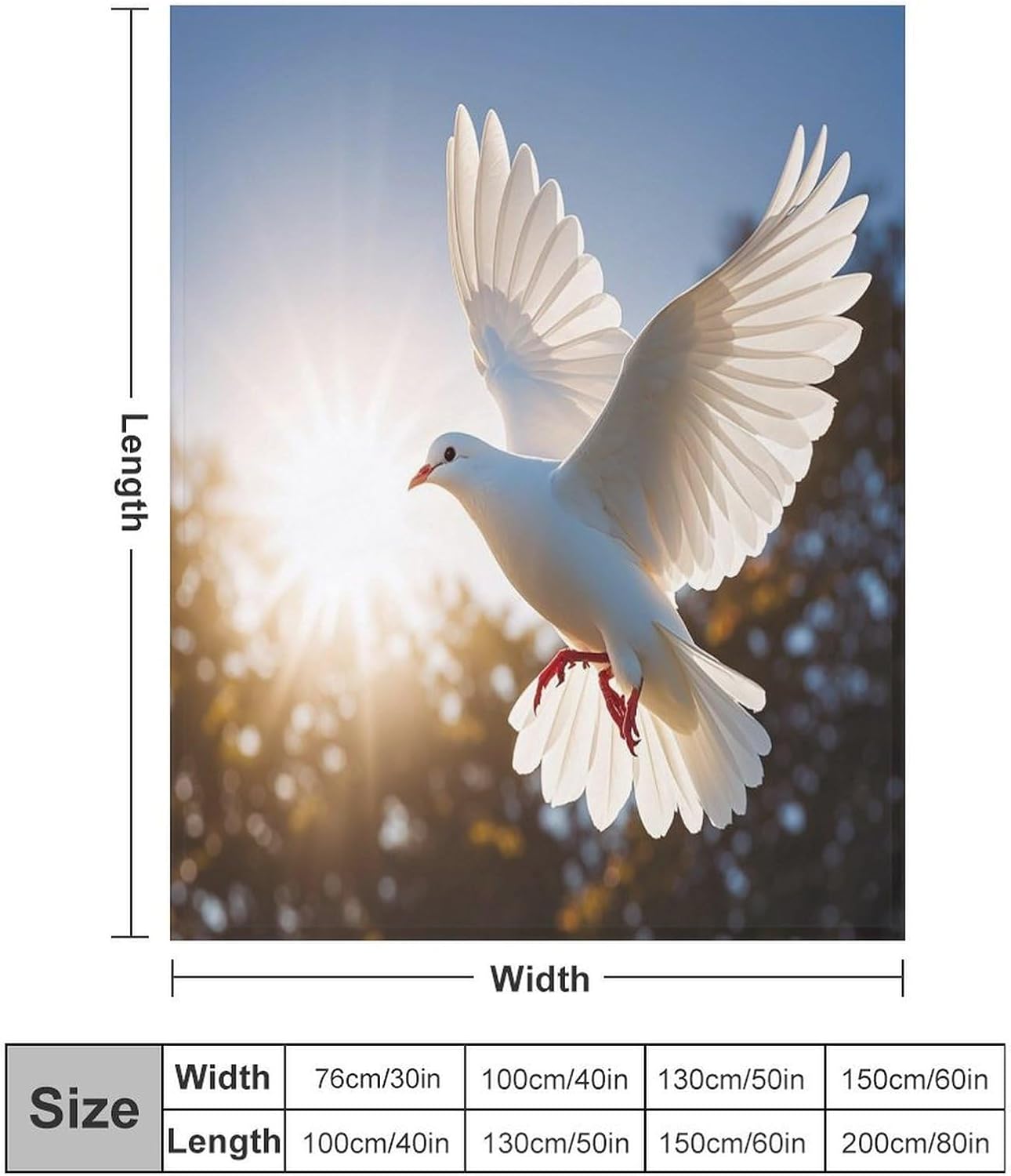 White Dove Flying in The Sun Blanket Super Soft Lightweight Throw Blanket Cute Cozy Warm Bed Blanket Decorative Fuzzy Blanket All-Season Home Decor Gift for Sofa Couch Living Room 30"*40"（76 * 100cm）