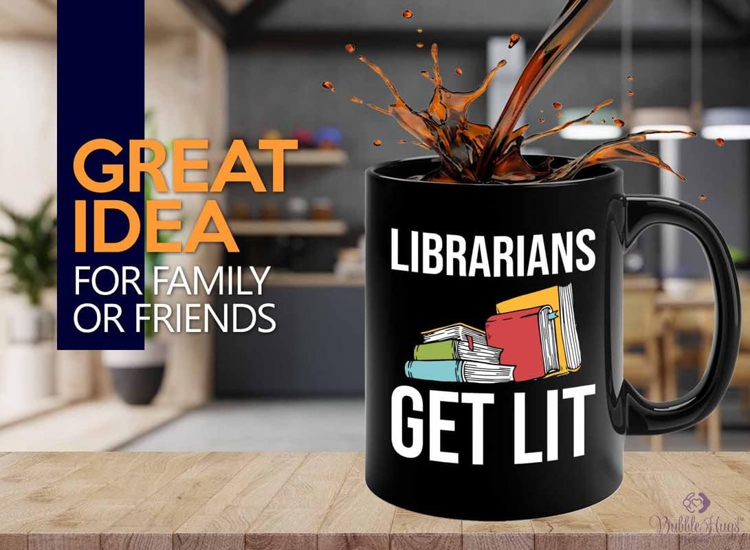 Book Lover Coffee Mug 11oz Black - Librarians get lit - Gifts for Book Club Readers Book Nerd Librarians Book Worm Bookish