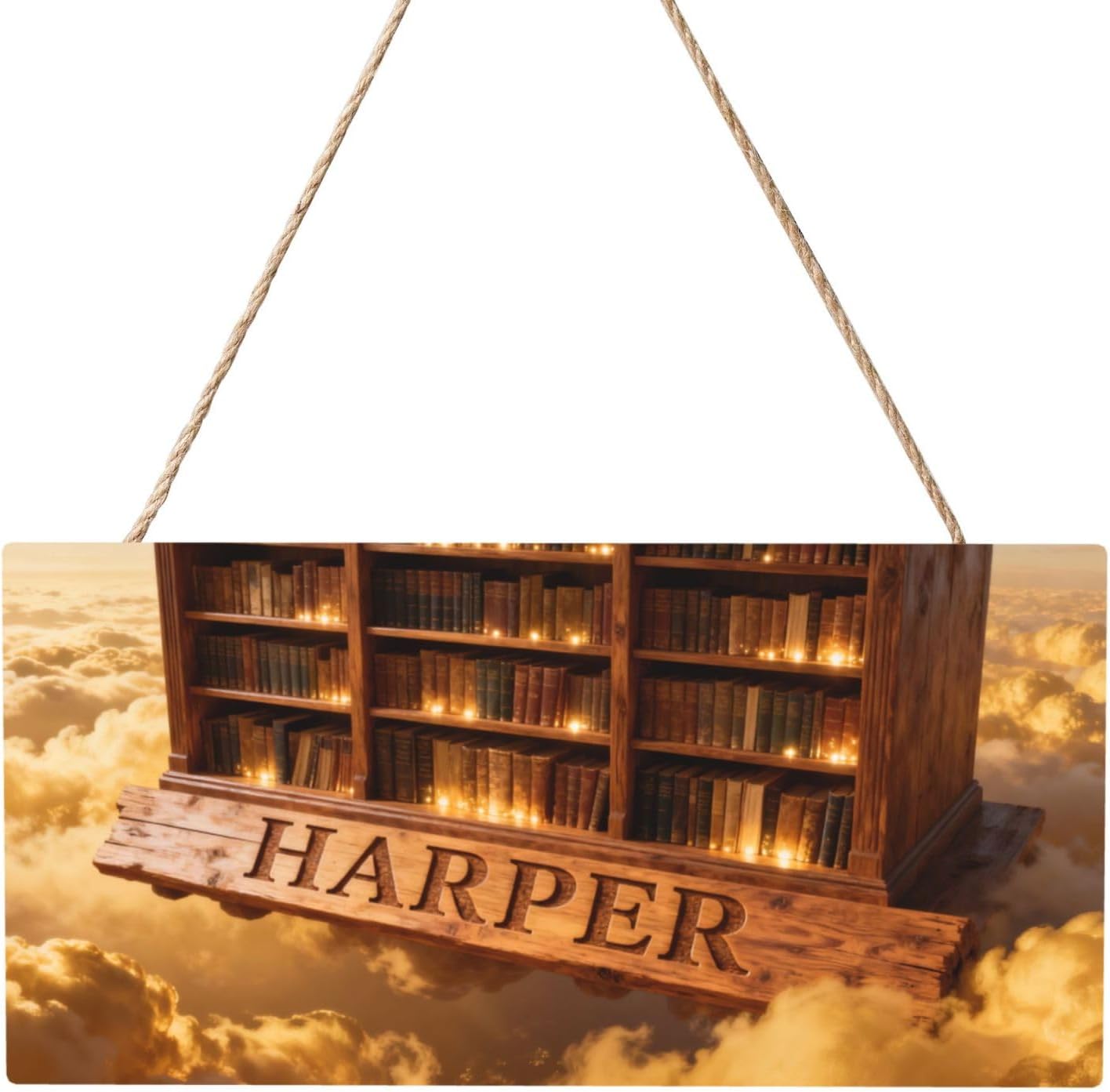 JugJug Personalized Floating Library Name Sign - Custom Bookshelf Wooden Plaque Wall Art - Gift for Book Lovers, Readers - Reading Nook, Home, Bedroom, Office Decor