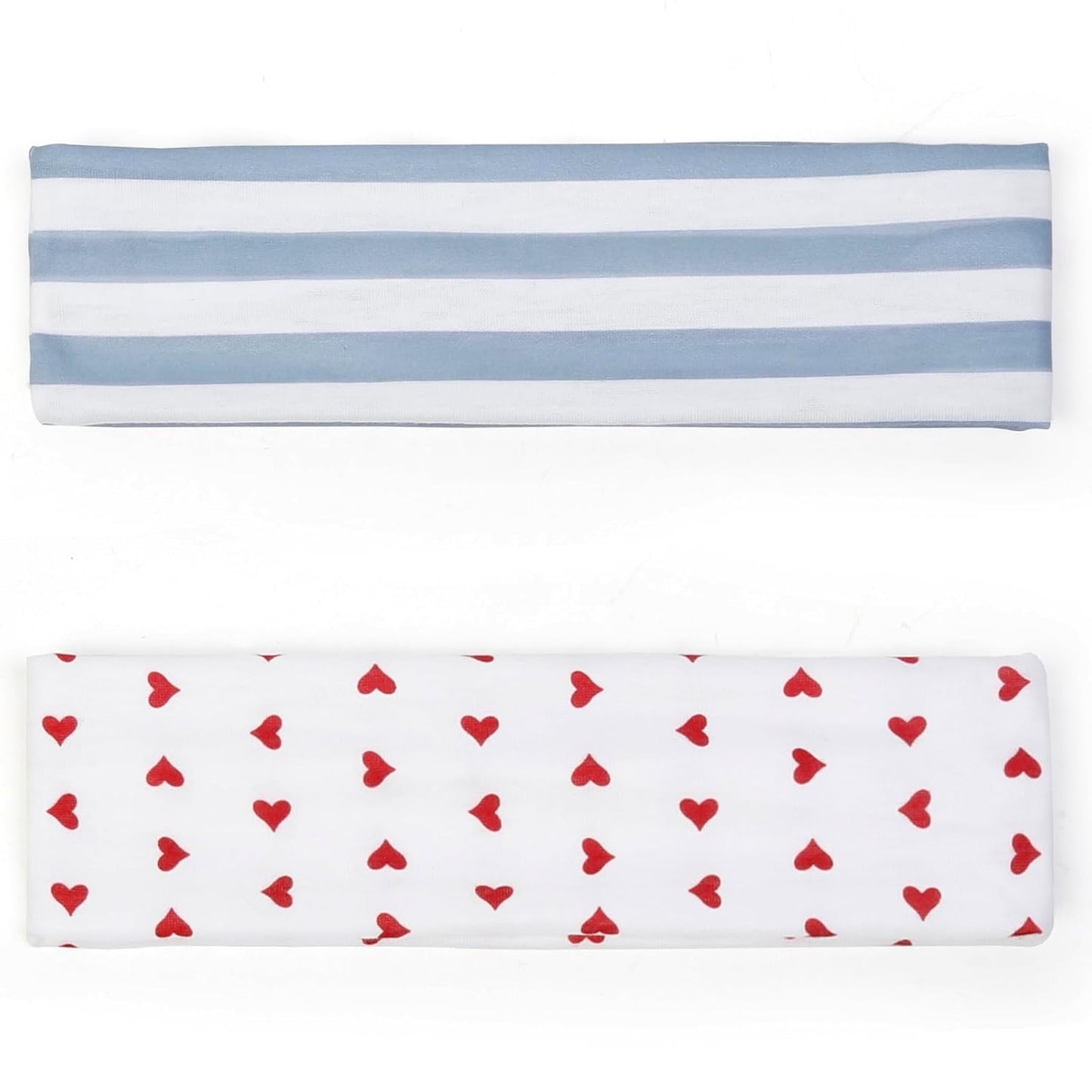 TERSE Fashion Women's Headbands for Short Hair Non Slip Elastic Floral Hairbands, Soft Fabric 2 Inches Thick Stripe Head Bands for Girls, Valentine's Day Heart Headbands