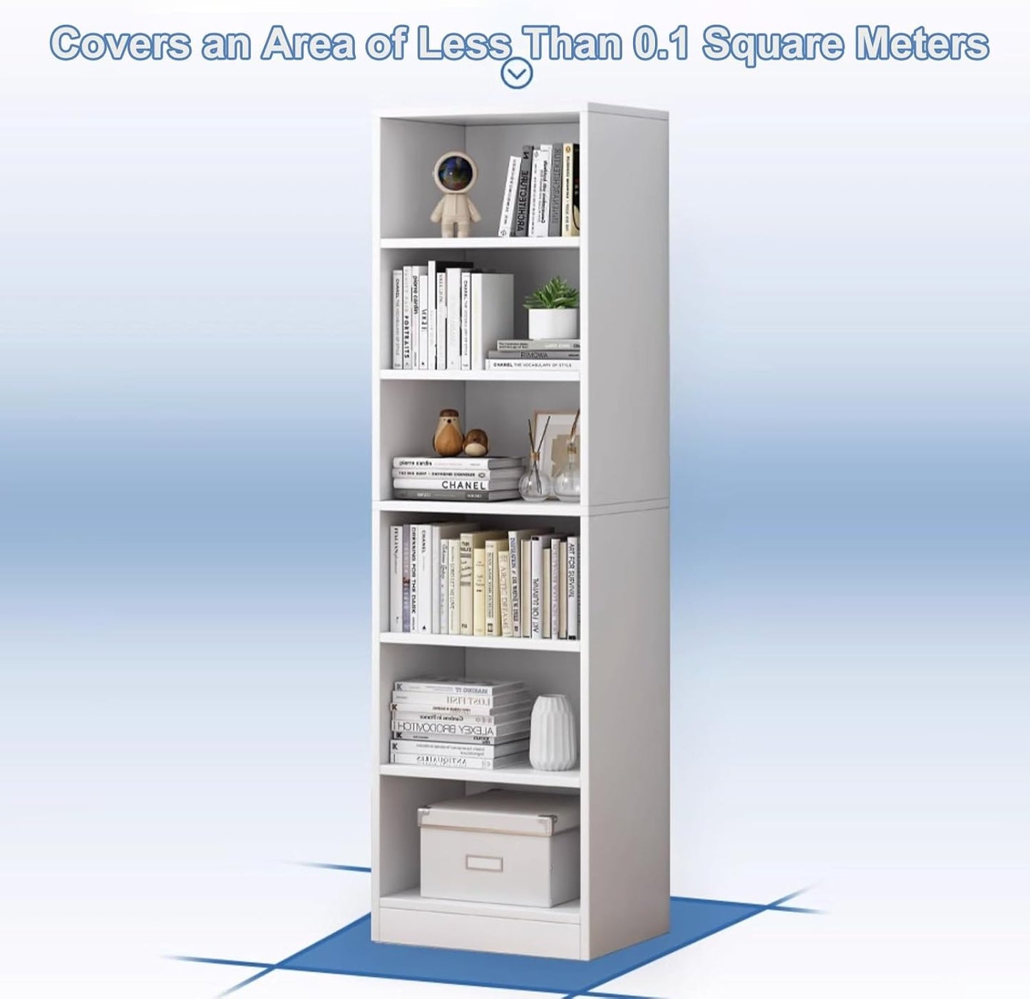 Tall Narrow Corner Bookcase - Four-Tier White Bookshelf with Open Shelves, Space-Saving Storage Tower Rack, Modern Cubes Shelf for Small Spaces