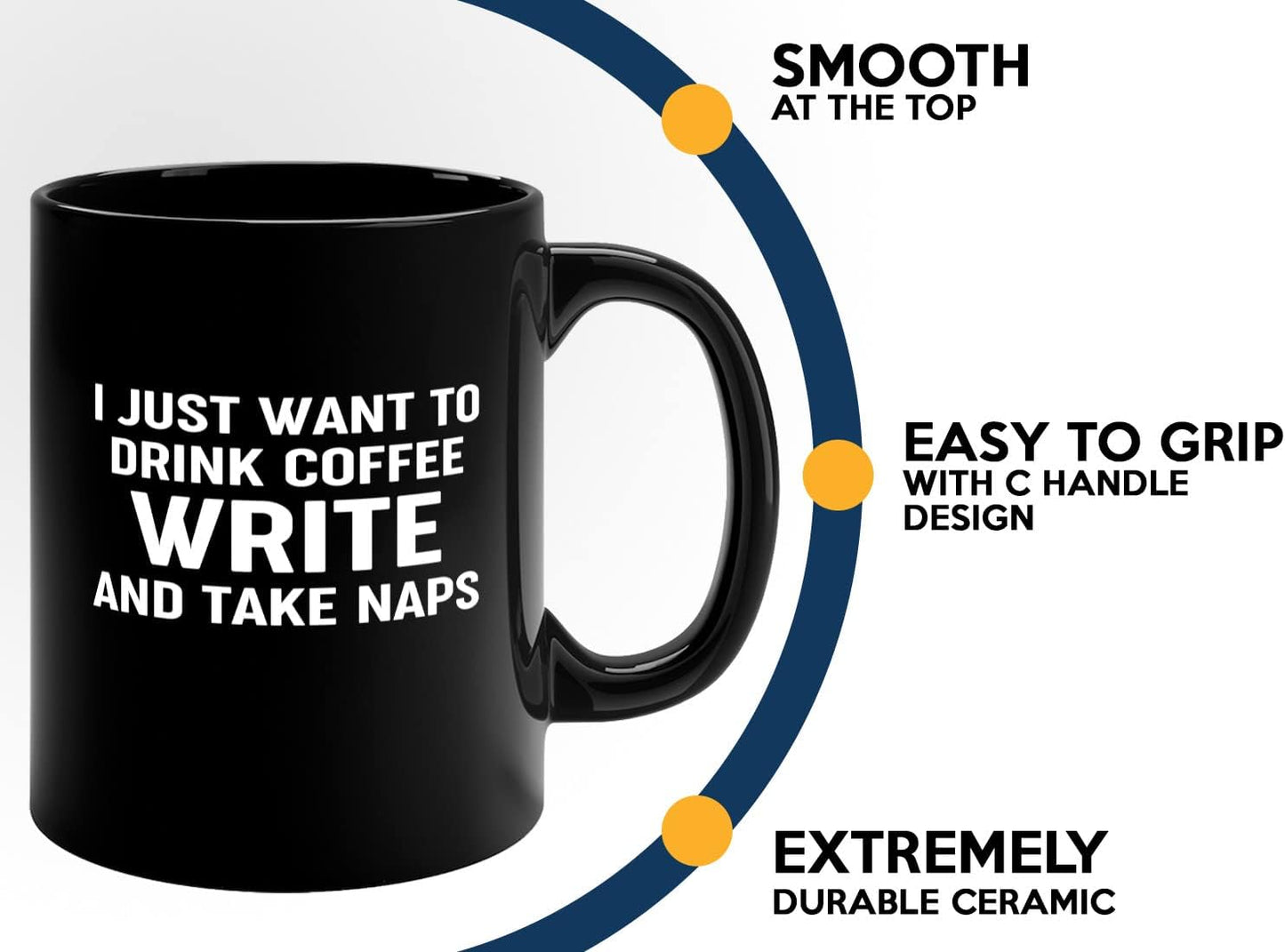 Journalist Coffee Mug 11oz Black -Coffee Write Naps - Reading Lover Book Club Gift Author Appreciation Writer Journalism Novelist Scriptwriter