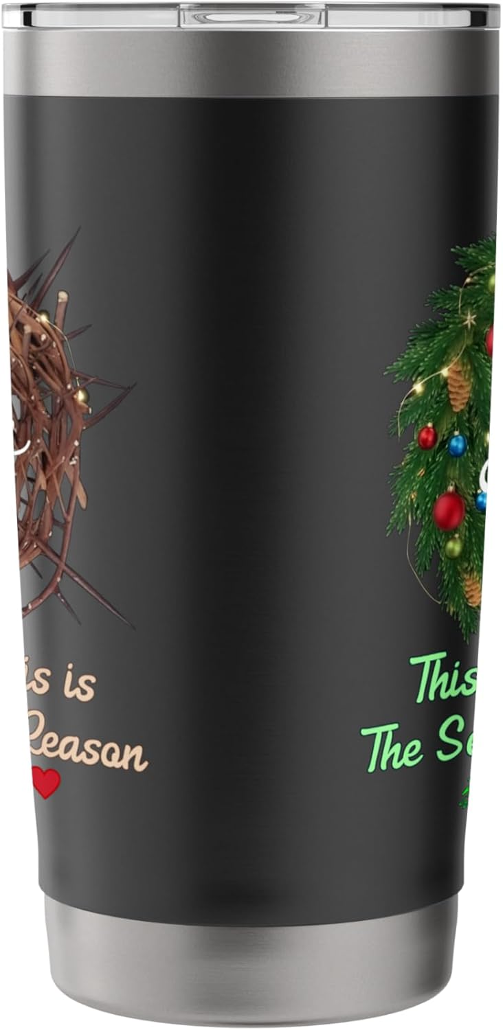 Jesus is the Reason for the Season Christian Xmas Wreath Stainless Steel Insulated Tumbler