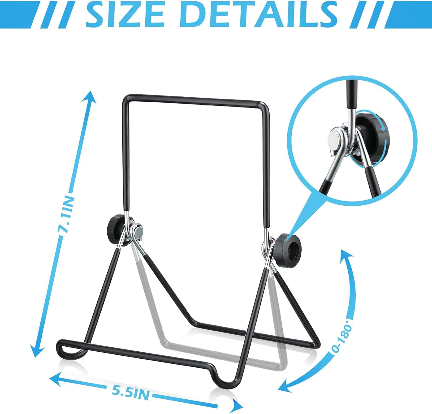 Kenning 24 Pack Adjustable Plate Stands for Display 7.1 Inch Black Metal Foldable Easel Book Display Stands Bulk Decorative Plate Holders for Platter Frame Photo Tabletop Art(Double Corners)
