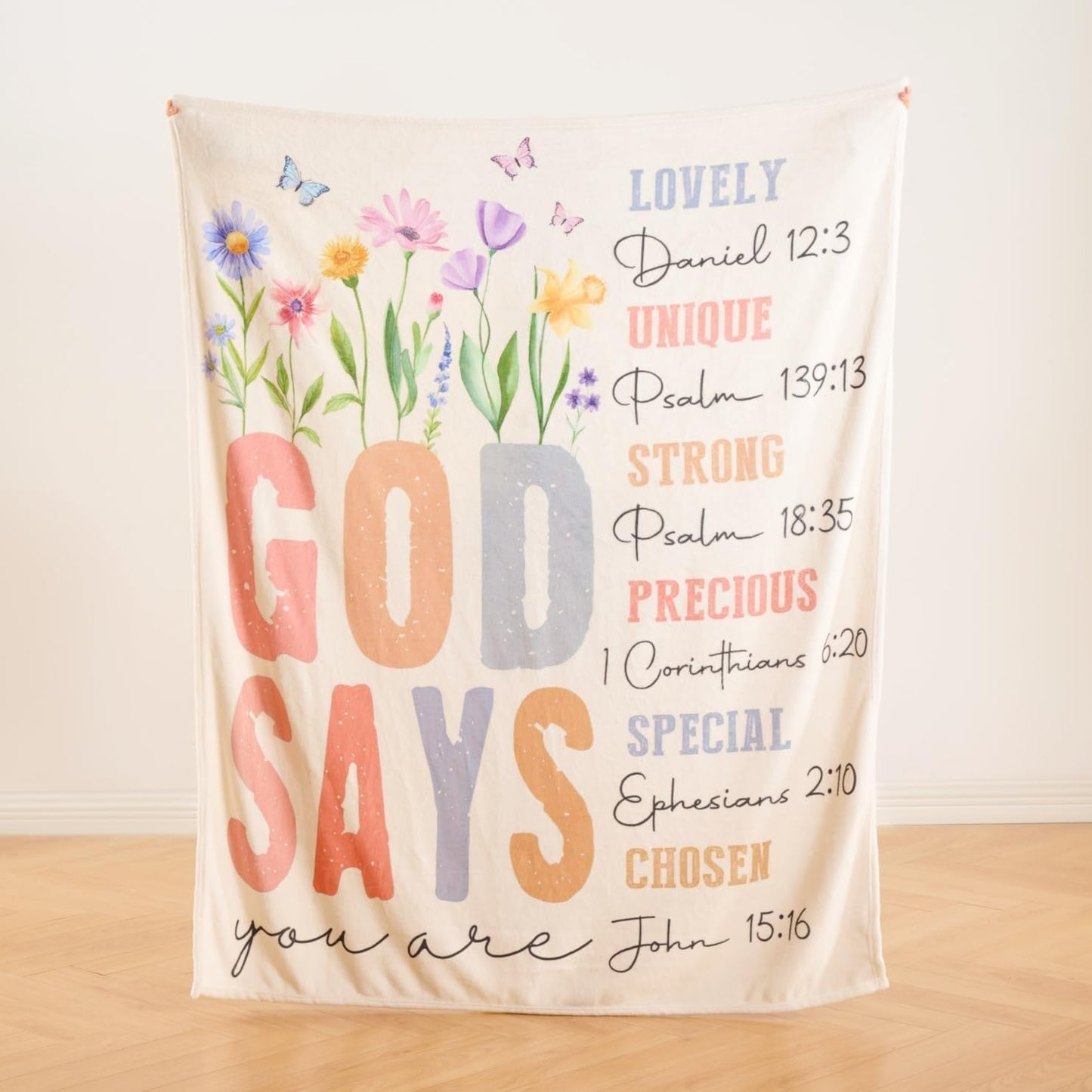 Christian Gifts for Women – “God Says You are” Scripture Throw Blanket with Bible Verses, Inspirational Religious Fleece Blanket for Mom Wife Sister Friends, Soft & Cozy, 50x60