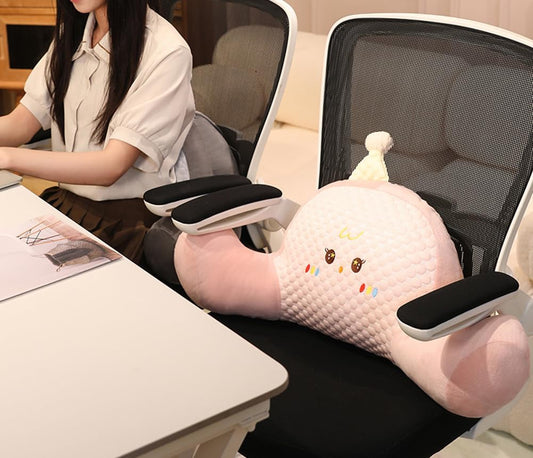 Tingting's Dream Summer Office Chair Lumbar Pillow Soft Bed Rest Reading Pillow Cute Car Back Waist Cushion Sofa Lumbar Back Cushion (Pink, 65×40CM/25.59"×15.7")