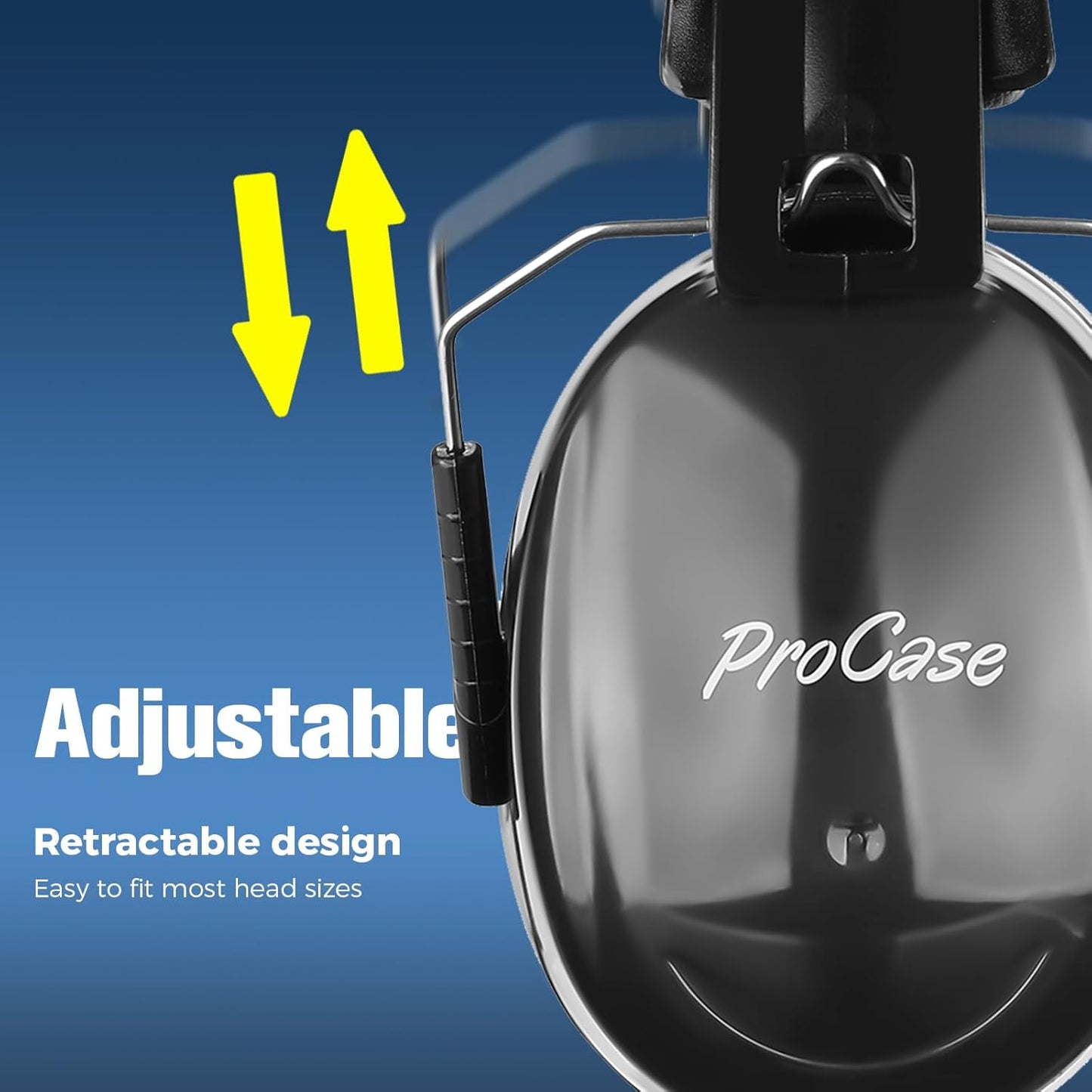 ProCase NRR 32dB Noise Reduction Ear Muffs, Safety Hearing Protection for Shooting Gun Range, Construction, Mowing, Autism Sensory Earmuffs for Adults & Kids – Black