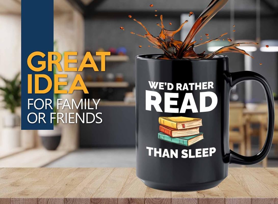 Book Lover Coffee Mug 15oz Black - Read than sleep - Gift For Poets Bookish People Bibliophile Librarian Book Club Reader
