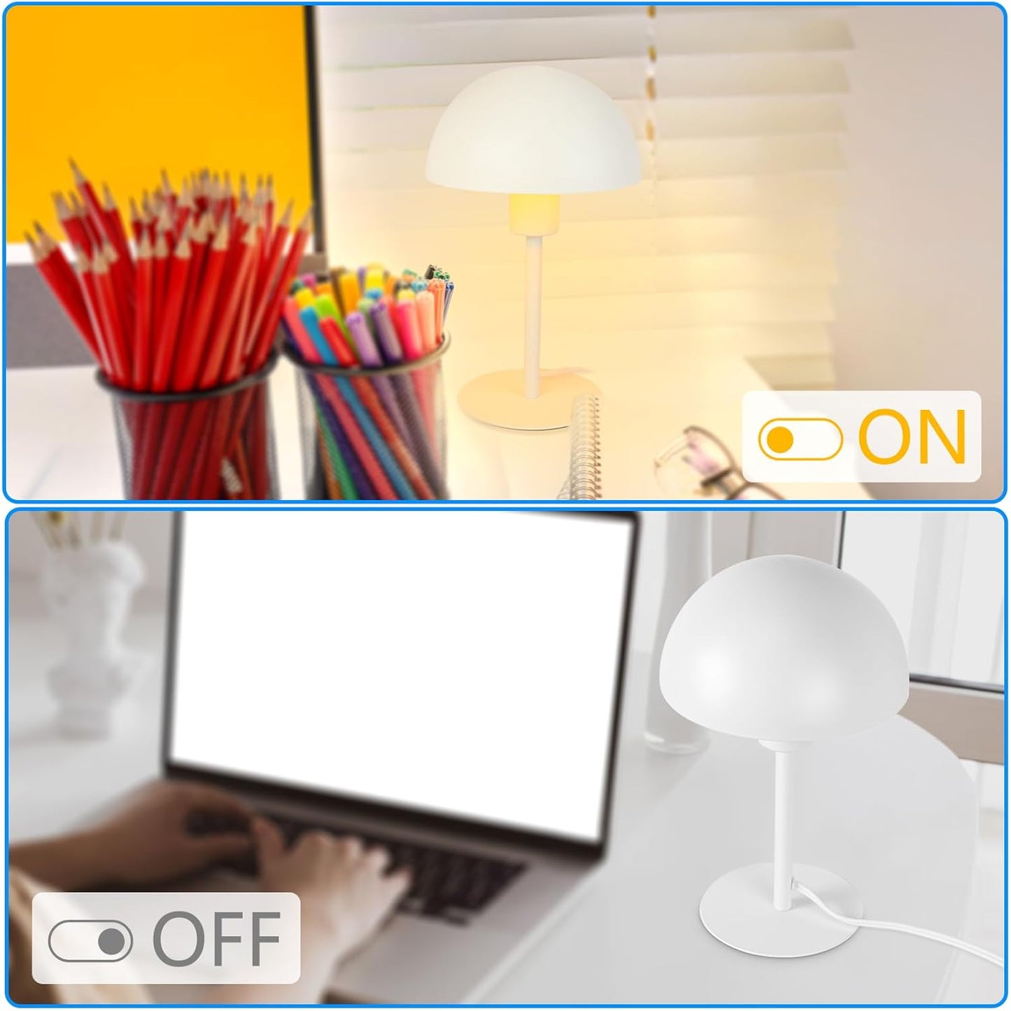 Mushroom Lamp Small Bedside Table Lamp, Retro Vintage Table Lamps Dimmable Nordic Reading Lamp Night Light for Bedroom Living Kitchen, Gifts (White)