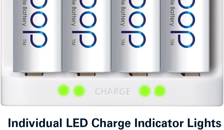 Panasonic BQ-CC17SBA eneloop Advanced Individual Battery Charger with 4 LED Charge Indicator Lights, White