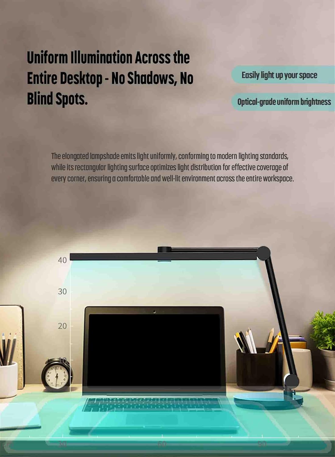 ArchDesk 18.9’ Desk Lamp: Dim, Warm~Cool White Adjustable, Anti-Glare, Sensor, 10W LED, Eye Protection, Foldable, Perfect for Painting, Design, Work, Study, Reading & Office (White)
