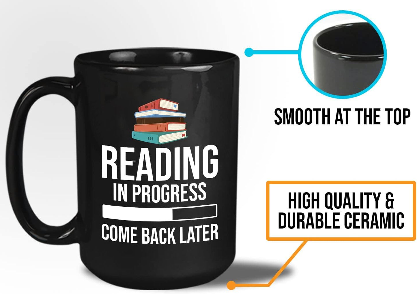Book Lover Coffee Mug 15oz Black - Reading in - Literary librarian Literature Bookworm Historian Public Library Curator Bibliophile Bibliolater